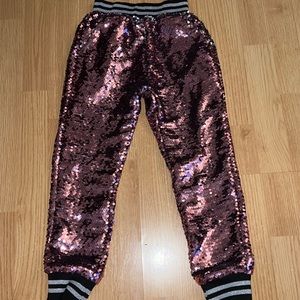 Lola and the boys: pink lemonade sequin joggers